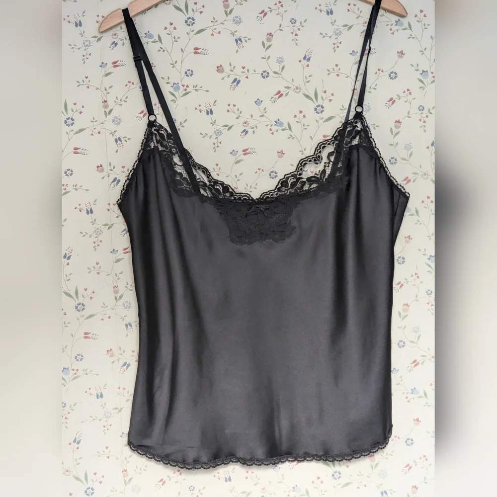 Black Lace Cami 38 L Top Day Night Camisole Layer Lingerie Special Event Date